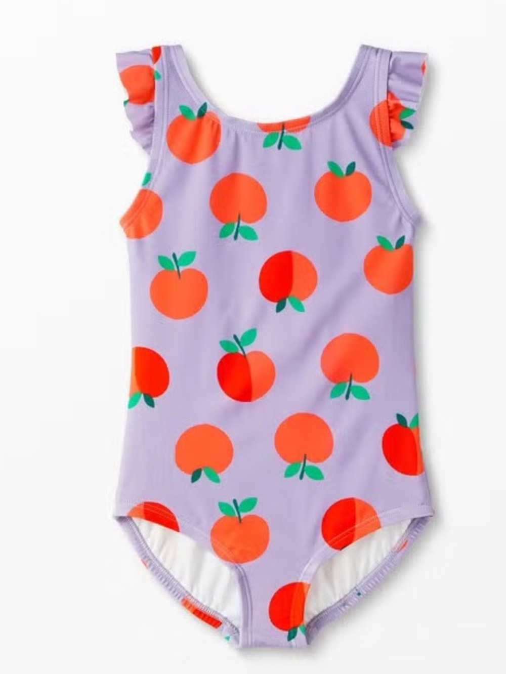 Hanna Andersson Flutter Sleeve Swimsuit in Peaches on Purple Size 8